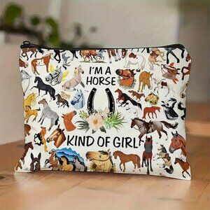 Im A Horse Kind Of Girl Zipper Pouch/Clutch Bag With Horse Print Canvas Material